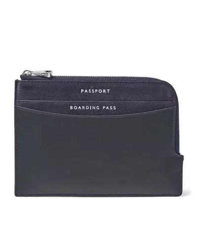 Aspinal Of London Leather Zipped Travel Wallet In Navy