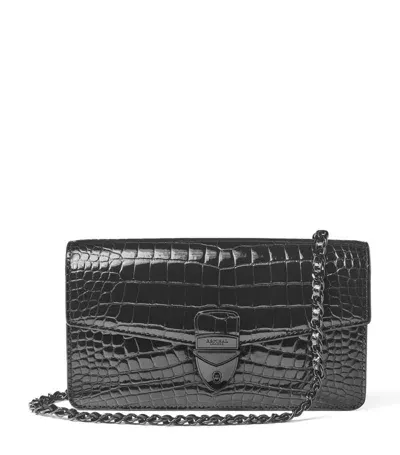 Aspinal Of London Womens Black Mayfair 2 Croc-effect Leather Clutch Bag