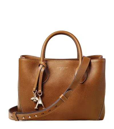 Aspinal Of London Midi Leather London Tote Bag In Brown