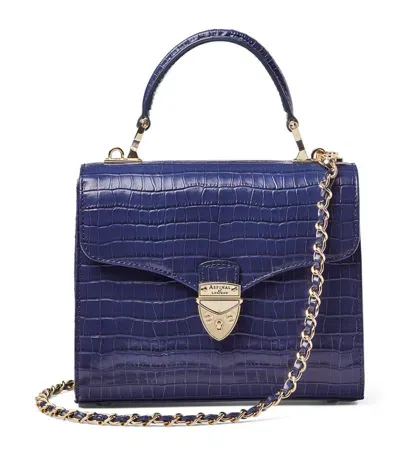 Aspinal Of London Midi Mayfair Leather Tote Bag In Blue