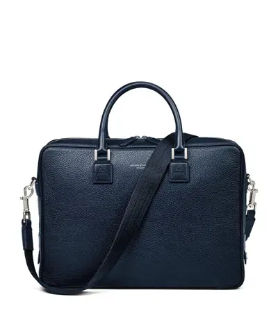 Aspinal Of London Small Leather Mount Street Bag In Navy