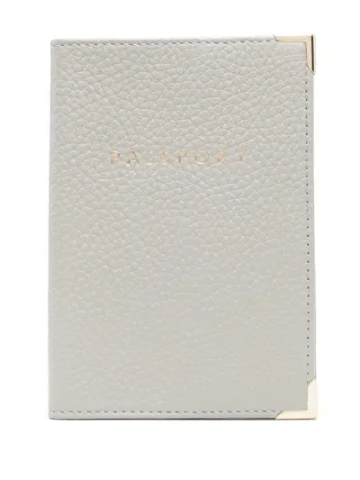 Aspinal Of London Stamped Passport Cover In Grey