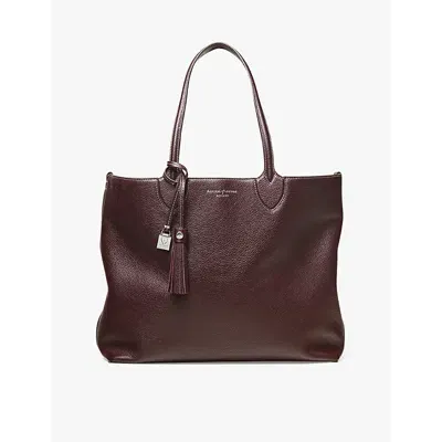 Aspinal Of London Womens Wine Hudson Oversized Leather Tote Bag