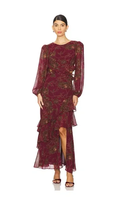 Astr Biella Dress In Plum & Brown Flora;