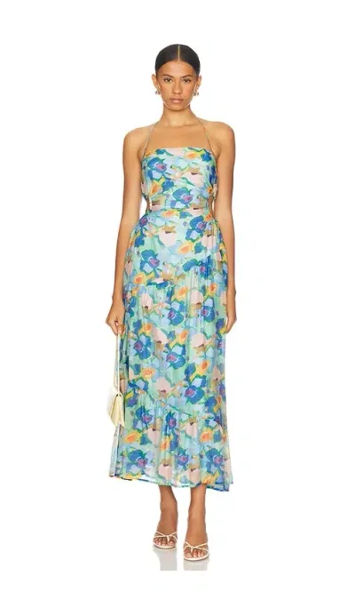 Astr Miaka Dress In Blue Multi Abstract