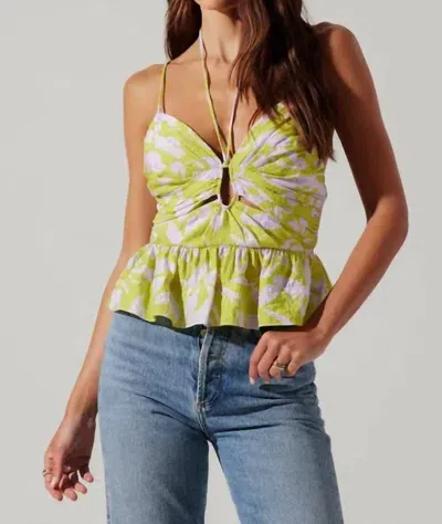 Astr Minka Peplum Top In Floral Lemon In Yellow