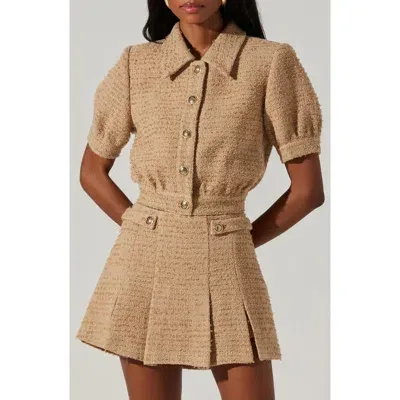 Astr Womens Bronwyn Tweed Shirt Jacket Bronwyn Tweed Skort In Camel