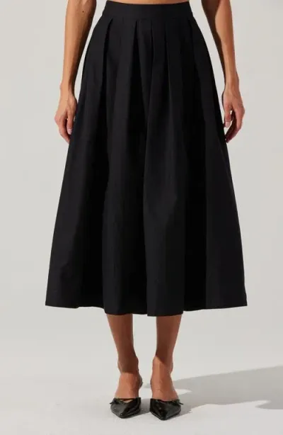 Astr The Label Cotton Midi Skirt In Black