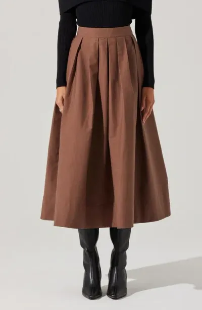 Astr The Label Cotton Midi Skirt In Brown