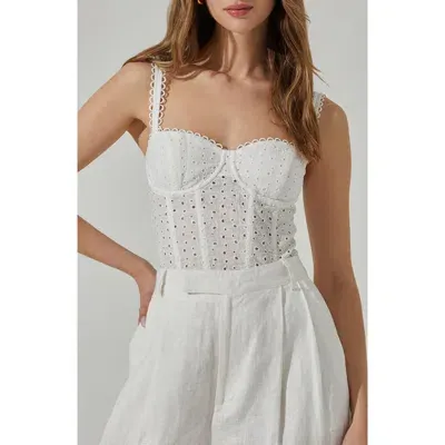 Astr The Label Eyelet Embroidered Corset Top In White