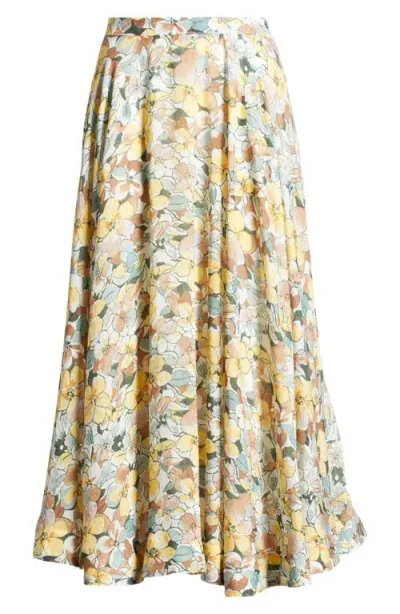 Astr The Label Floral Print Maxi Skirt In Blue Peach Multi Floral