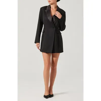 Astr The Label Long Sleeve Blazer Minidress In Black