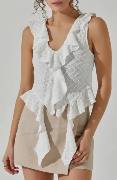 Astr The Label Ruffle Trim Sleeveless Top In White