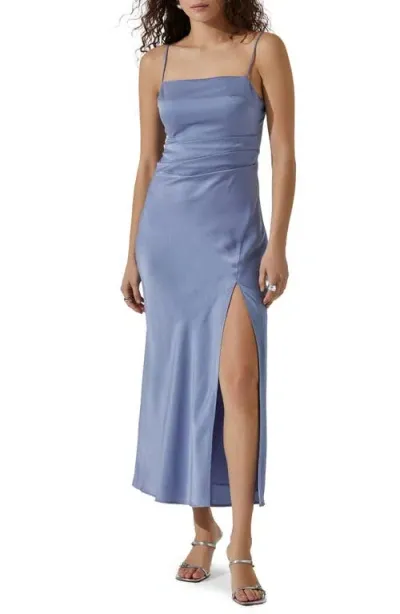 Astr The Label Satin Slipdress In Dusty Blue