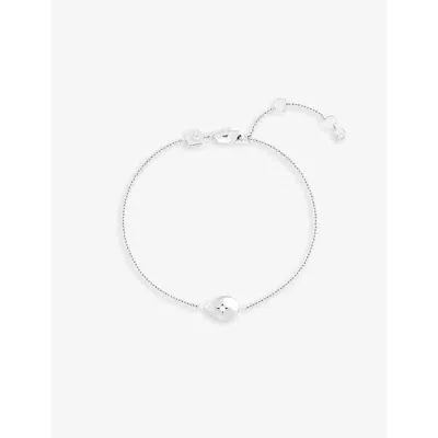 Astrid & Miyu Pear Charm Rhodium-plated Recycled Sterling-silver And Cubic Zirconia Bracelet