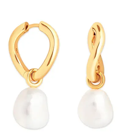 Astrid & Miyu Gold-plated Silver And Pearl Hoop Earrings