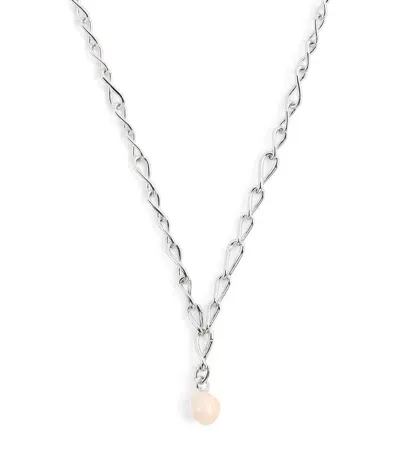 Astrid & Miyu Sterling Silver Lariat Pearl Charm Necklace