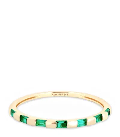 Astrid & Miyu Yellow Gold And Emerald Baguette Ring