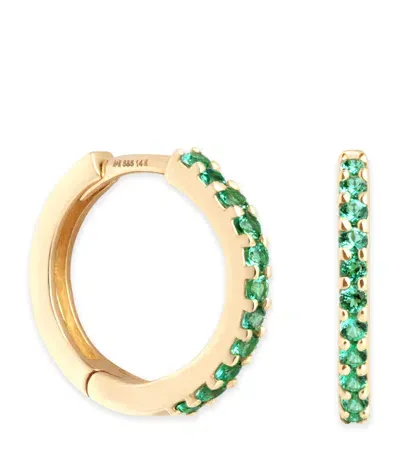 Astrid & Miyu Yellow Gold And Emerald Single Hoop Earring