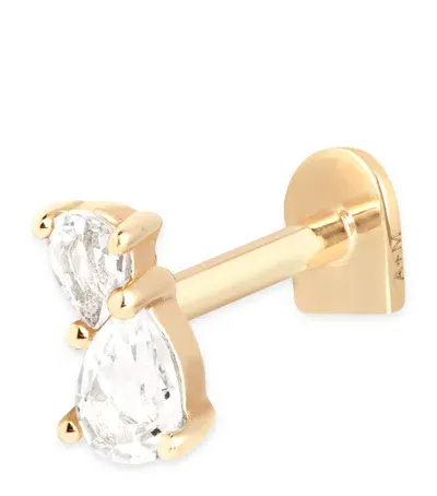 Astrid & Miyu Yellow Gold And Topaz Single Stud Earring