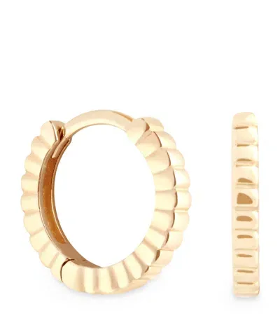 Astrid & Miyu Yellow Gold Ridged Huggie Hoop Earrings