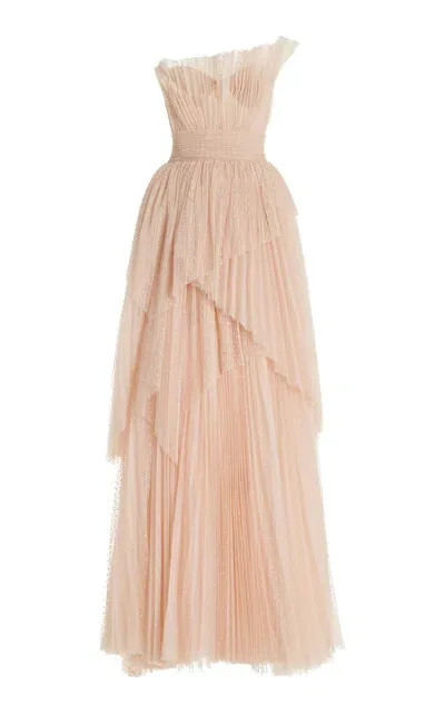 Atelier Prabal Gurung Carrie Point D'esprit Gown In Nude