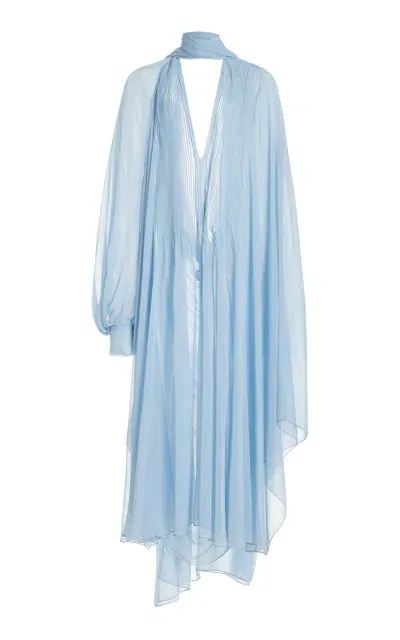 Atelier Prabal Gurung Hand Pleated Plisse Kurta Dress In Blue