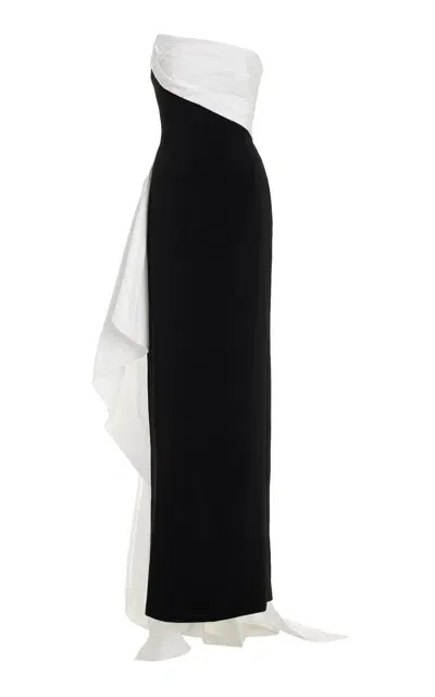 Atelier Prabal Gurung Holly Layered Crepe Taffeta Gown In Black,white