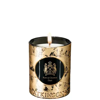 Atkinsons Rum& Chestnut Duet Candle 200g In Gold