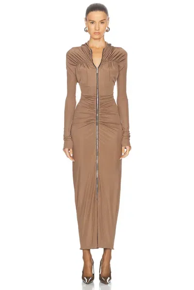 Atlein Hooded Ruched Gown In Saumatre