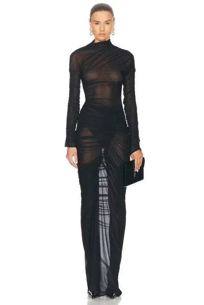 Atlein Hyper Ruched Long Dress In Black