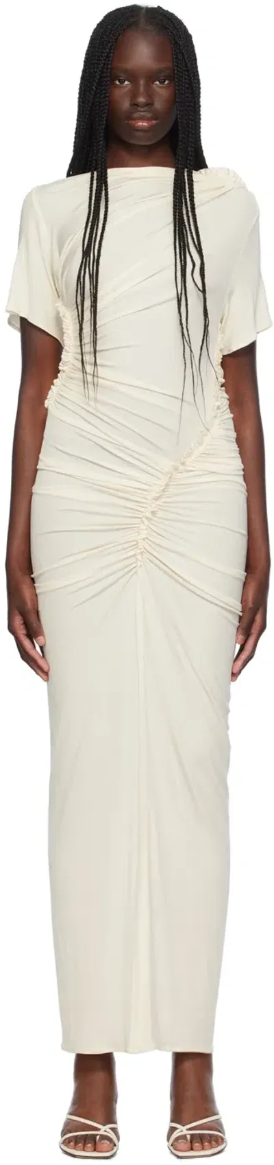 Atlein Off-white Asymmetric Maxi Dress In Coa Off White