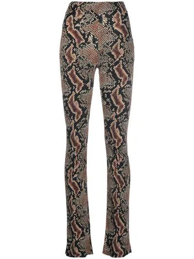 Atlein Snakeskin-print Flared Trousers In Black