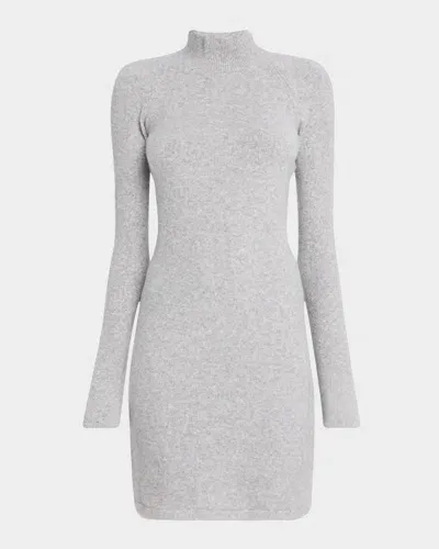 Atm Anthony Thomas Melillo Merino Wool Blend Mock-neck Midi Dress In Heather Grey