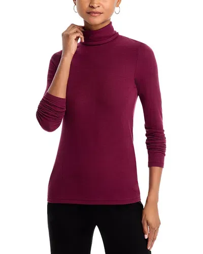 Atm Anthony Thomas Melillo Ribbed Long Sleeve Turtleneck Top In Merlot