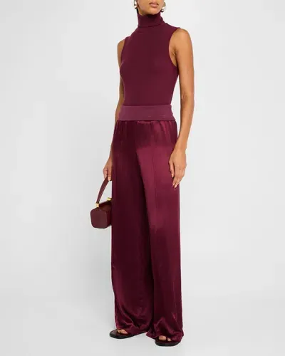 Atm Anthony Thomas Melillo Silk Charmeuse Palazzo Pants In Merlot