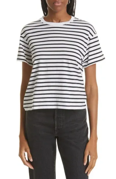 Atm Anthony Thomas Melillo Stripe Boy Tee In Black/white Stripe