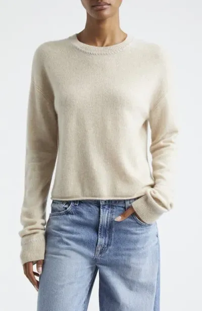 Atm Anthony Thomas Melillo Whipstitch Trim Cashmere Sweater In Soft Oatmeal