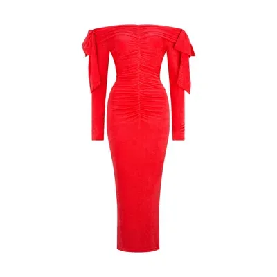 Atoir Aliah Off-shoulder Midi Dress In Red