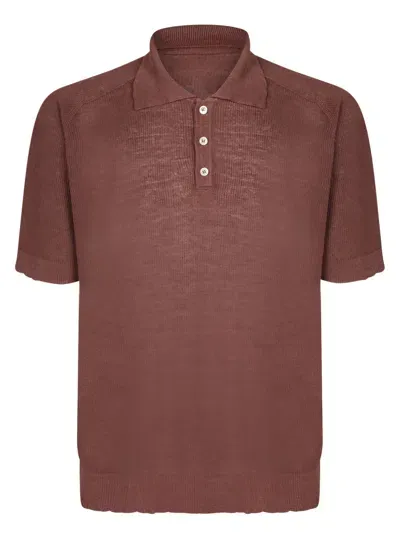 Atomo Factory Brown Linen-cotton Polo By