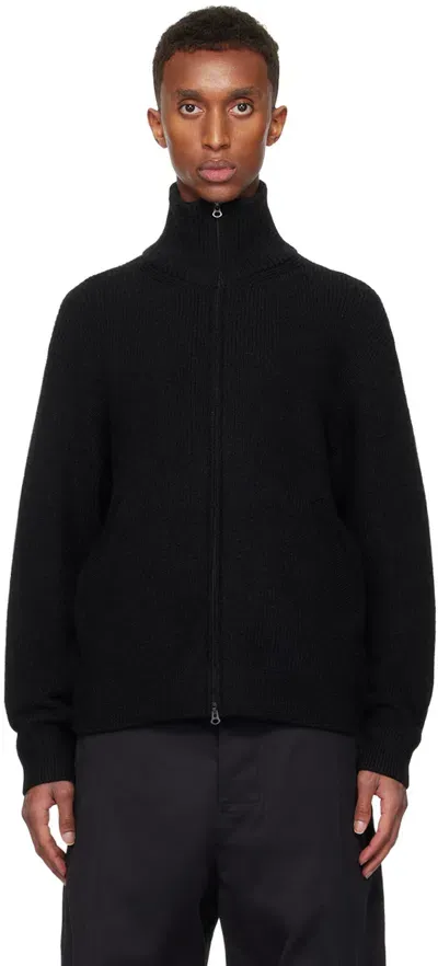 Aton Black Drivers Knit Sweater In 005 Black