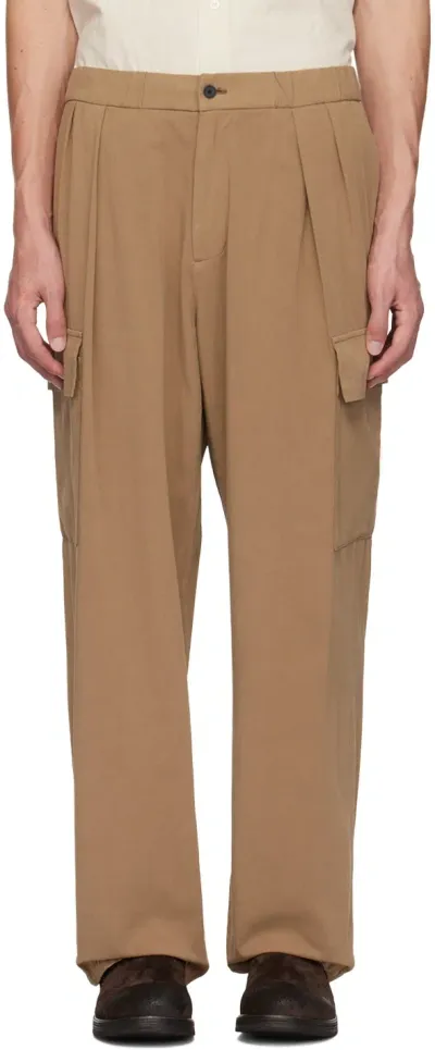 Aton Tan Drawstring Cargo Pants In 034 Camel