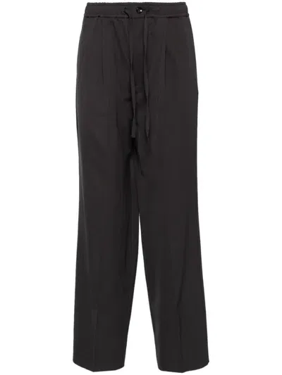 Attachment Drawstring-waistband Wool Trousers In Schwarz