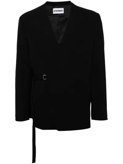 Attachment V-neck Wool Blazer In Black