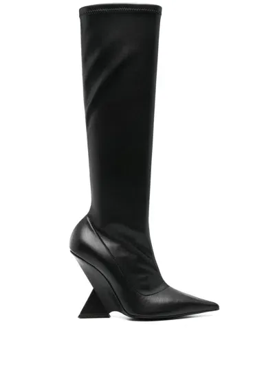 Attico 120mm Cheope Leather Knee Boots In Black