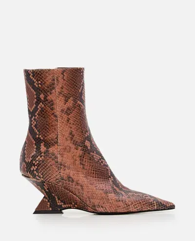 Attico 60mm Cheope Python Print Ankle Boots In Brown