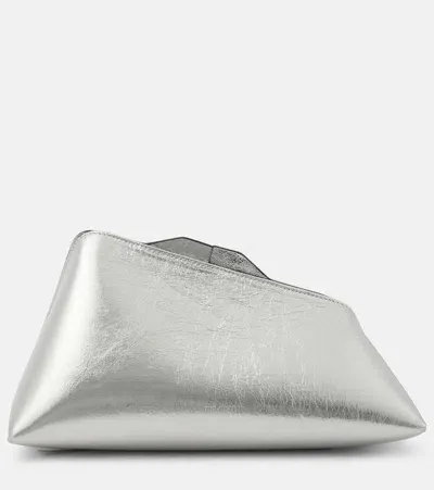 Attico 8.30 Pm Metallic Leather Clutch In Silver