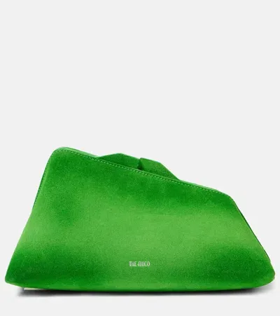 Attico 8.30pm Small Brushed Suede Clutch In Green