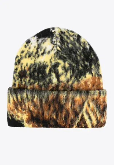 Attico Abstract Print Beanie In Multicolor