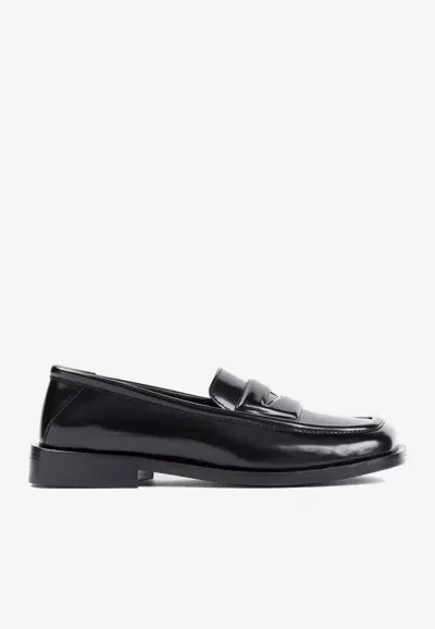 Attico Amanda Square-toe Leather Loafers In Black